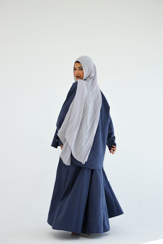 Linen Skirt Navy Set