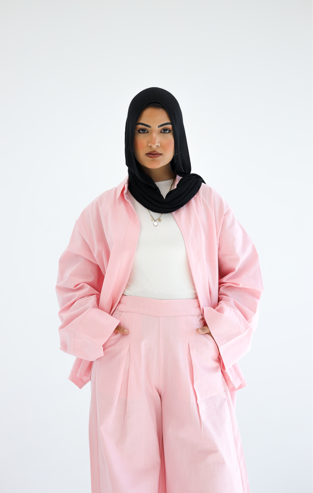 Linen Pants Pink Set