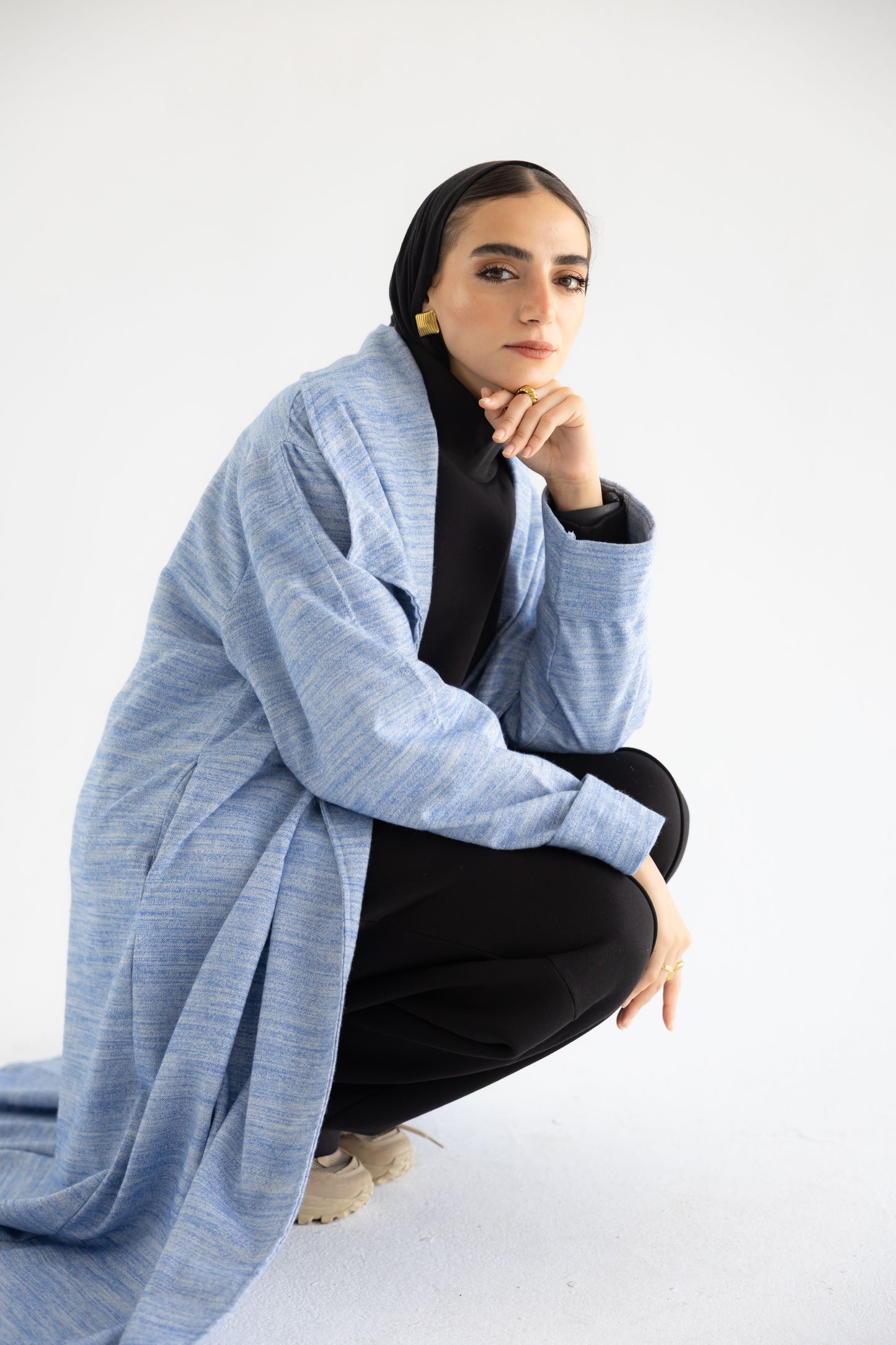 Defa' Drape Cardigan in Azure (دِفْء)