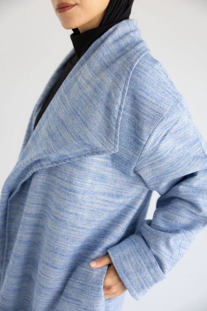 Defa' Drape Cardigan in Azure (دِفْء)
