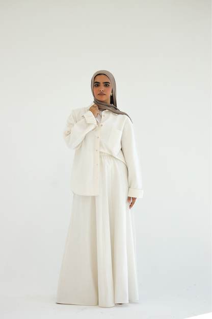Linen Skirt Off-White Set