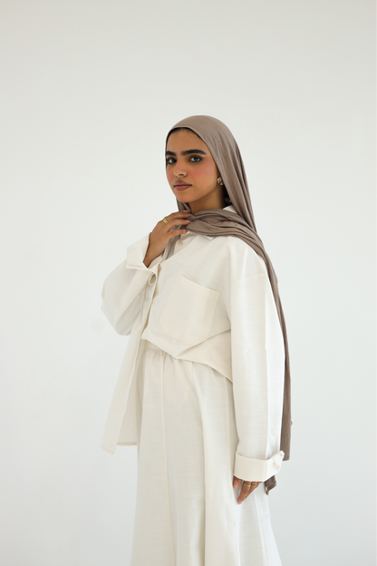 Linen Skirt Off-White Set
