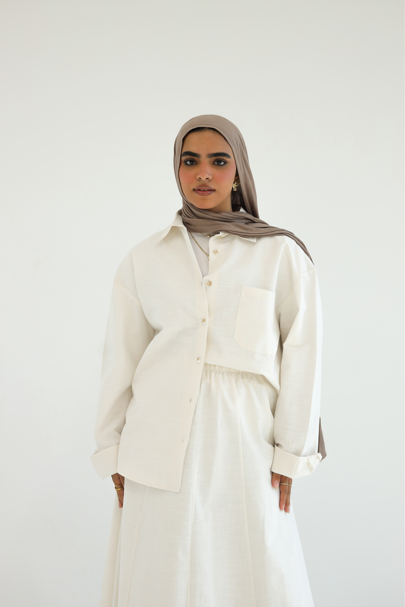Linen Skirt Off-White Set