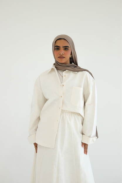 Linen Skirt Off-White Set