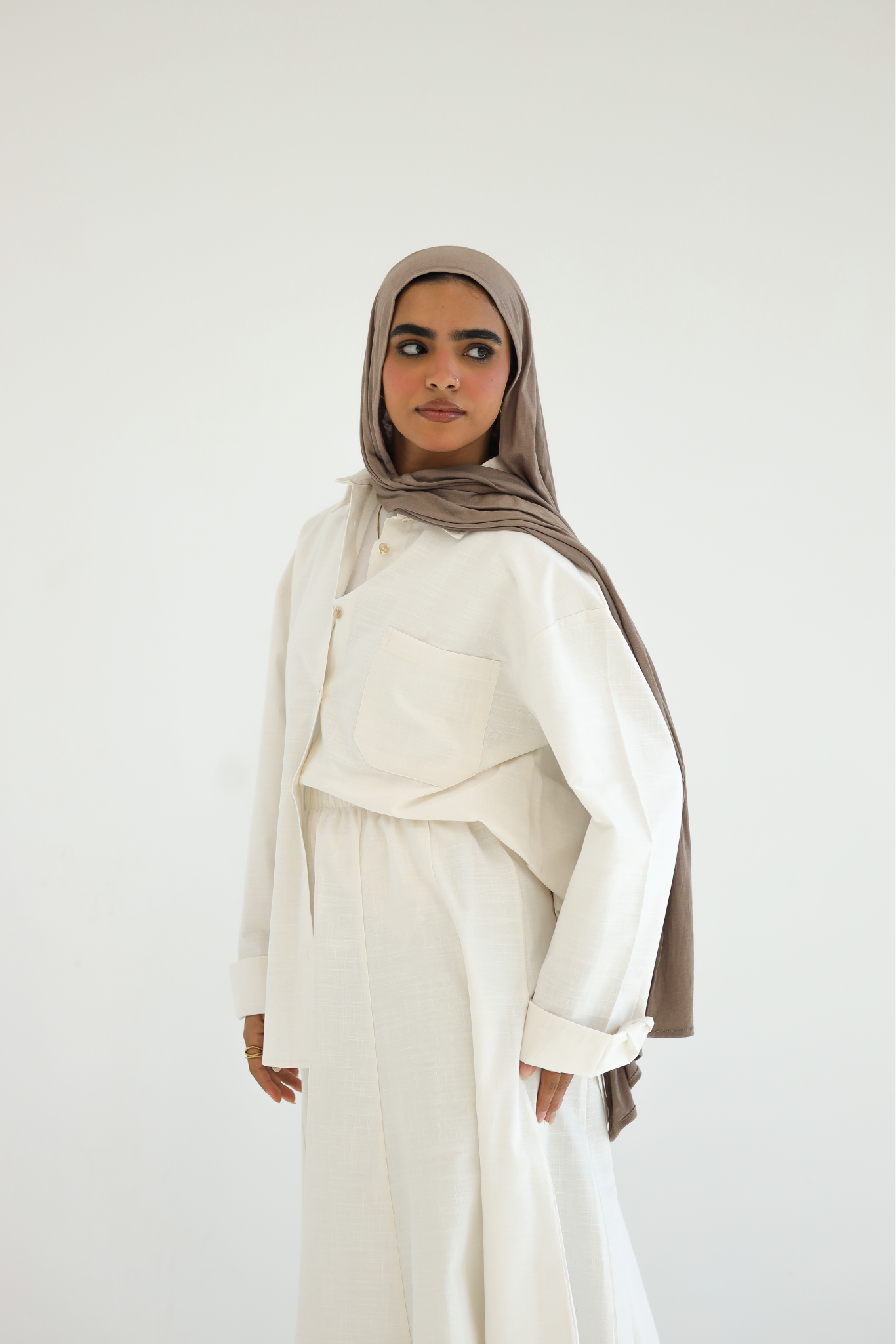 Linen Skirt Off-White Set