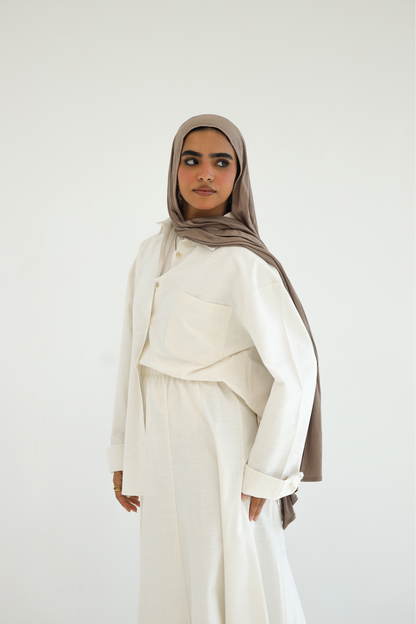 Linen Skirt Off-White Set